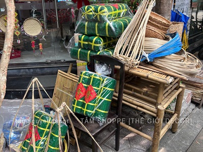 Set mô hình bánh chưng bánh tét mút xốp BIGSIZE [Gồm 01 chưng+ 02 tét] ĐK 40-50cm CHUNGTET-04